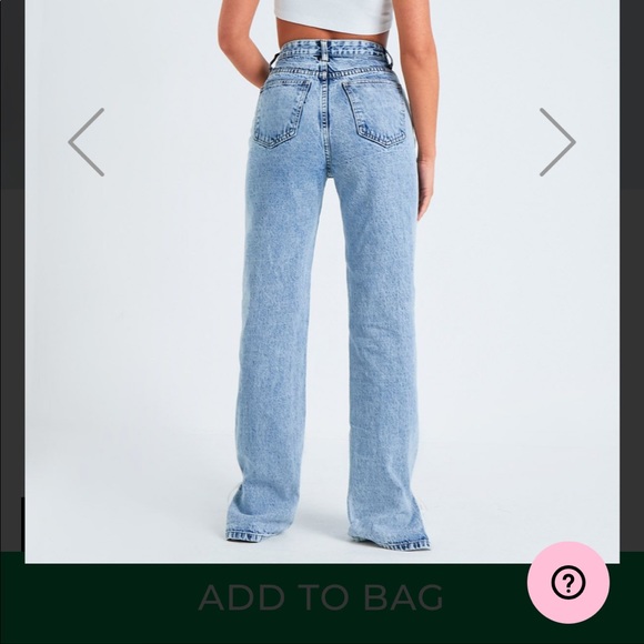 Missy Empire Denim Acid Wash Straight Leg Split Detail Jeans size US 12/UK 14 - Picture 6 of 11